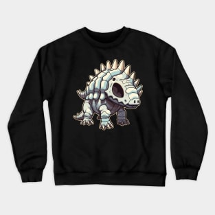 Horrible Chibi Stegosaurus Isometric Dinosaur Skeleton Crewneck Sweatshirt